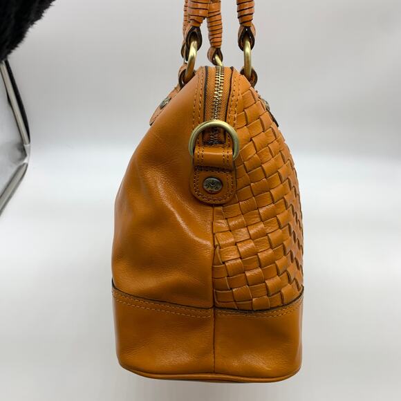 Patricia Nash Discovery Washed Woven Augusta Satchel Sun Orange Color - Picture 5 of 15